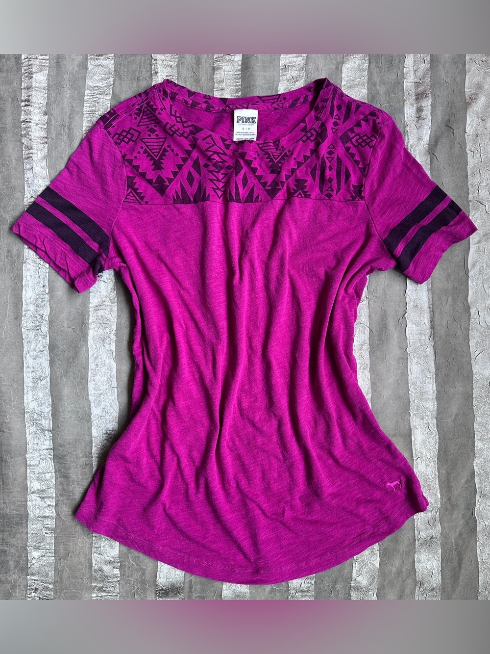 Y2K PINK Victoria's Secret Magenta Aztec Short-Sleeve Tee